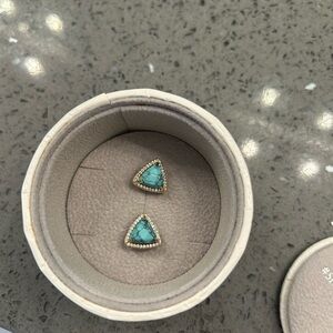 Elegant Turquoise and Gold Triangle Earrings